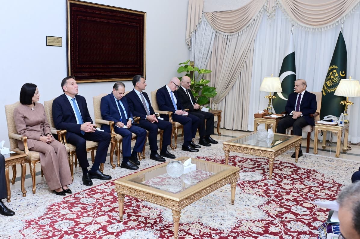 The Lebanese delegation in a meeting with Prime Minister Muhammad Shehbaz Sharif in Islamabad.